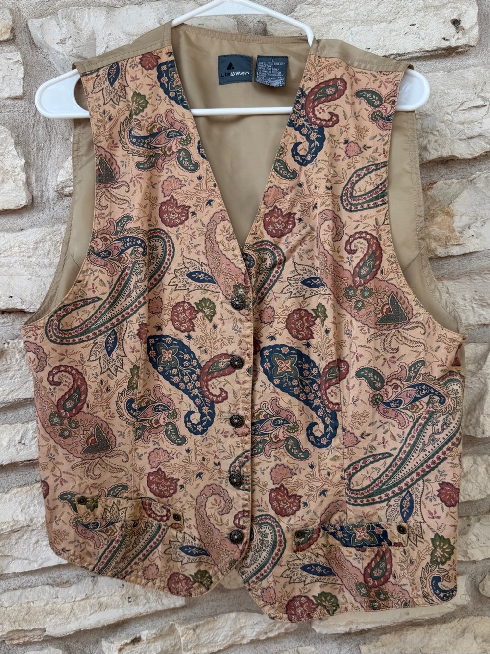 Lee Wear Tan Paisley Button-Front Vest